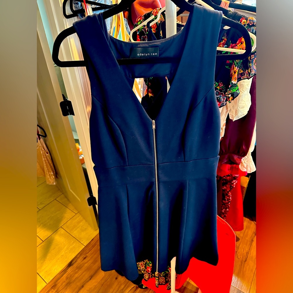 Adelyn Rae navy stretch a-line dress